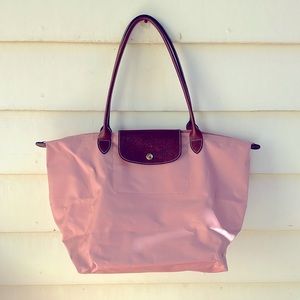 Longchamp Le Pliage light pink bag large